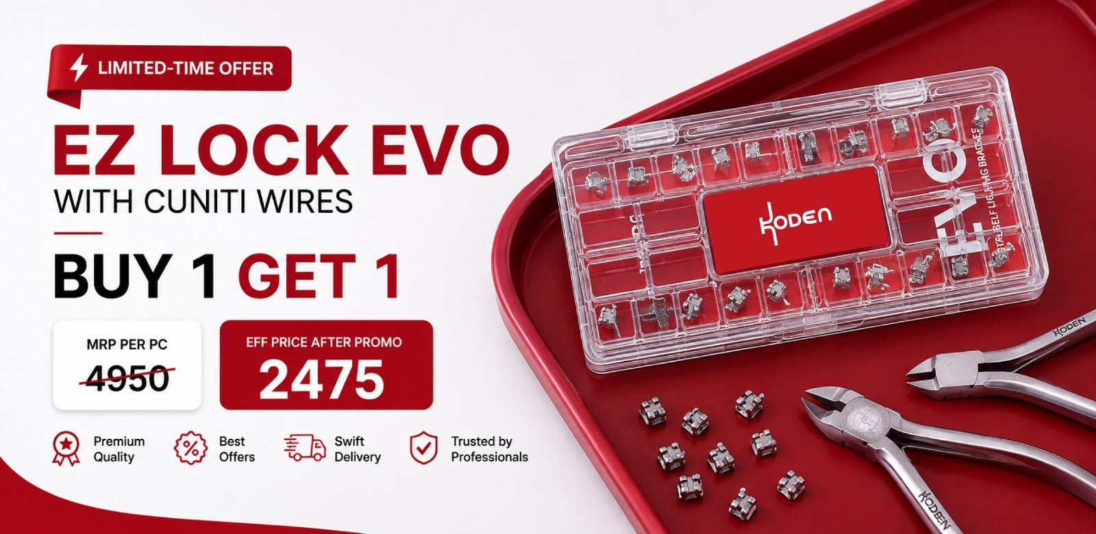 KODEN Ez-Lock EVO Self-Ligating Brackets — Buy 1 Get 1 FREE