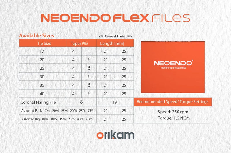 NeoEndo Flex Rotary Endodontic Files